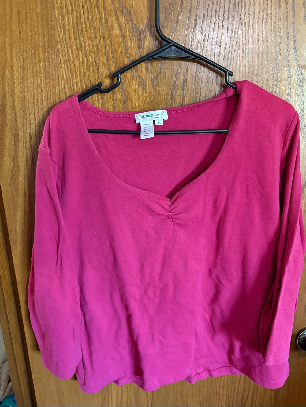 Coldwater Creek Fuchsia V-Neck Long Sleeve Top